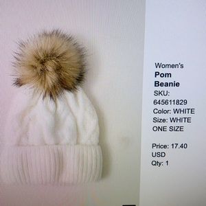 Abercrombie Pom White Beanie - New